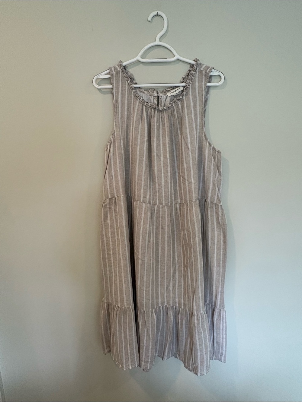Beachlunchlounge Beige & White Striped Sleeveless Maxi Dress